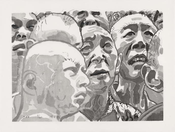 Fang Lijun  (Ⱥе)Untitled (Men in Crowd)