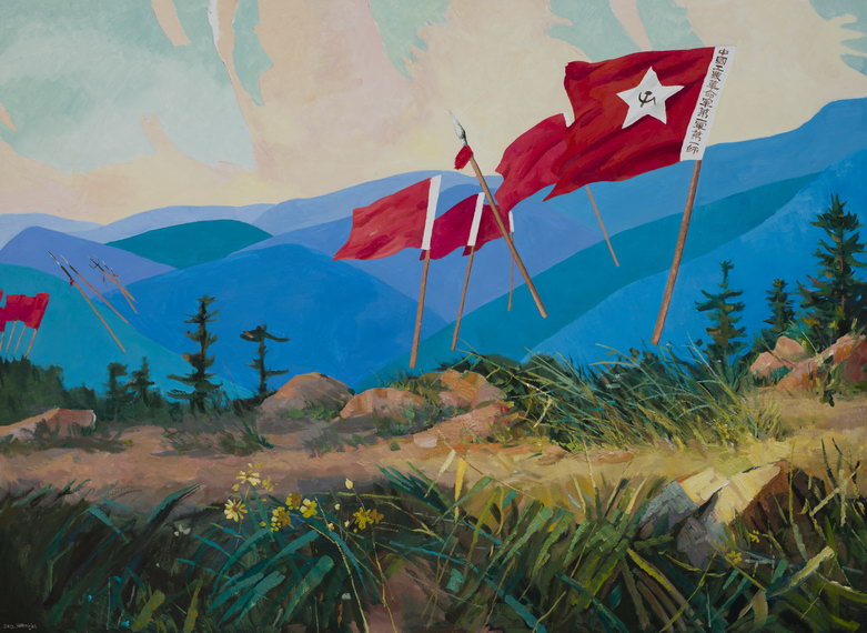  򾮸ɽ_Marching to Mt. Jinggangshan_300x200cm_ͻ_Oil on canvas_2012