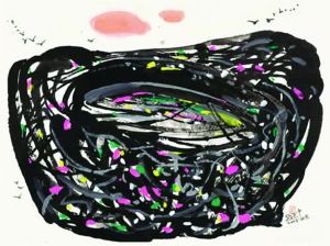 吴冠中版画作品《鸟巢》