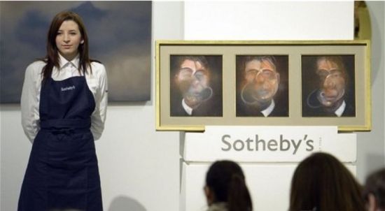 培根的三联式布上油画《一幅自画像的三件习作(Three Studies for a Self-Portrait)》