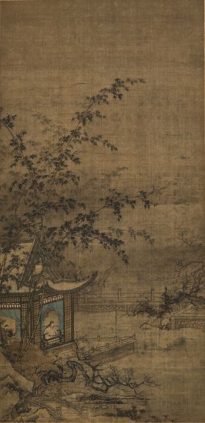元 无款《楼阁山水》