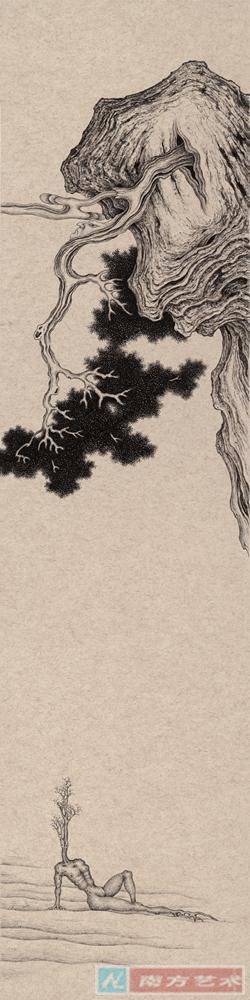 ɽˮ���� 04����ֽ��ī 34x134cm 2015